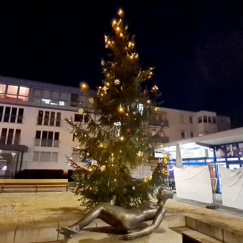 Weihnachtsbaum am Plärrer am Abend Weihnachtsbaum am Plärrer am Abend
